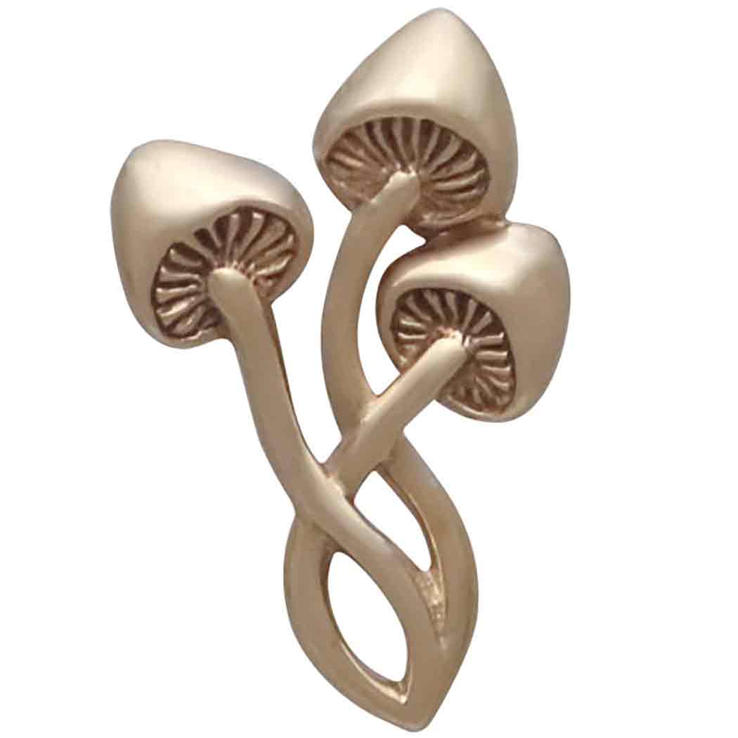 Bronze Three Mushroom Post Earrings Front View