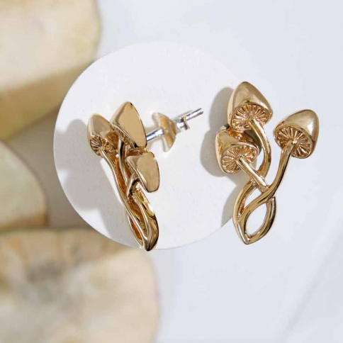 Bronze Three Mushroom Post Earrings