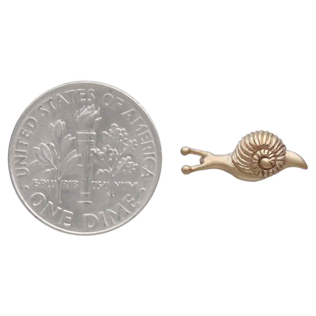 Bronze Tiny Snail Post Earrings with Dime