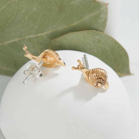 Bronze Tiny Snail Post Earrings 6x14mm