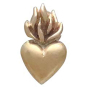 Bronze Heart Post Earrings with Flame Front View