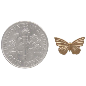 Bronze Textured Butterfly Post Earrings with Dime