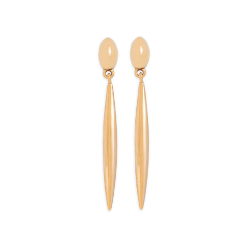 Nina Designs Bronze Small Oval Post Earrings with Long Pod Dangle 38x4mm