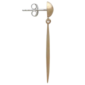 Bronze Small Oval Post Earrings with Long Pod Dangle Side View