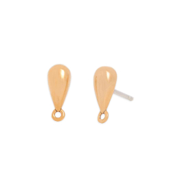 Bronze Small Teardrop Post Earrings with Loop 11x5mm