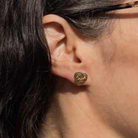 Bronze Rope Trinity Knot Post Earrings 12x12mm on ear