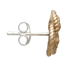 Bronze Rope Textured Knot Trio Post Earrings 12x12mm Side View