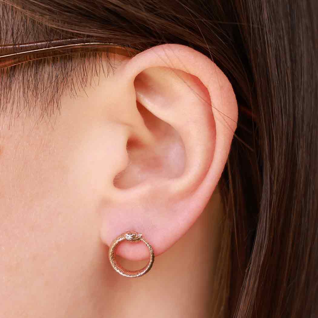 Bronze Ouroboros Post Earrings 12x12mm