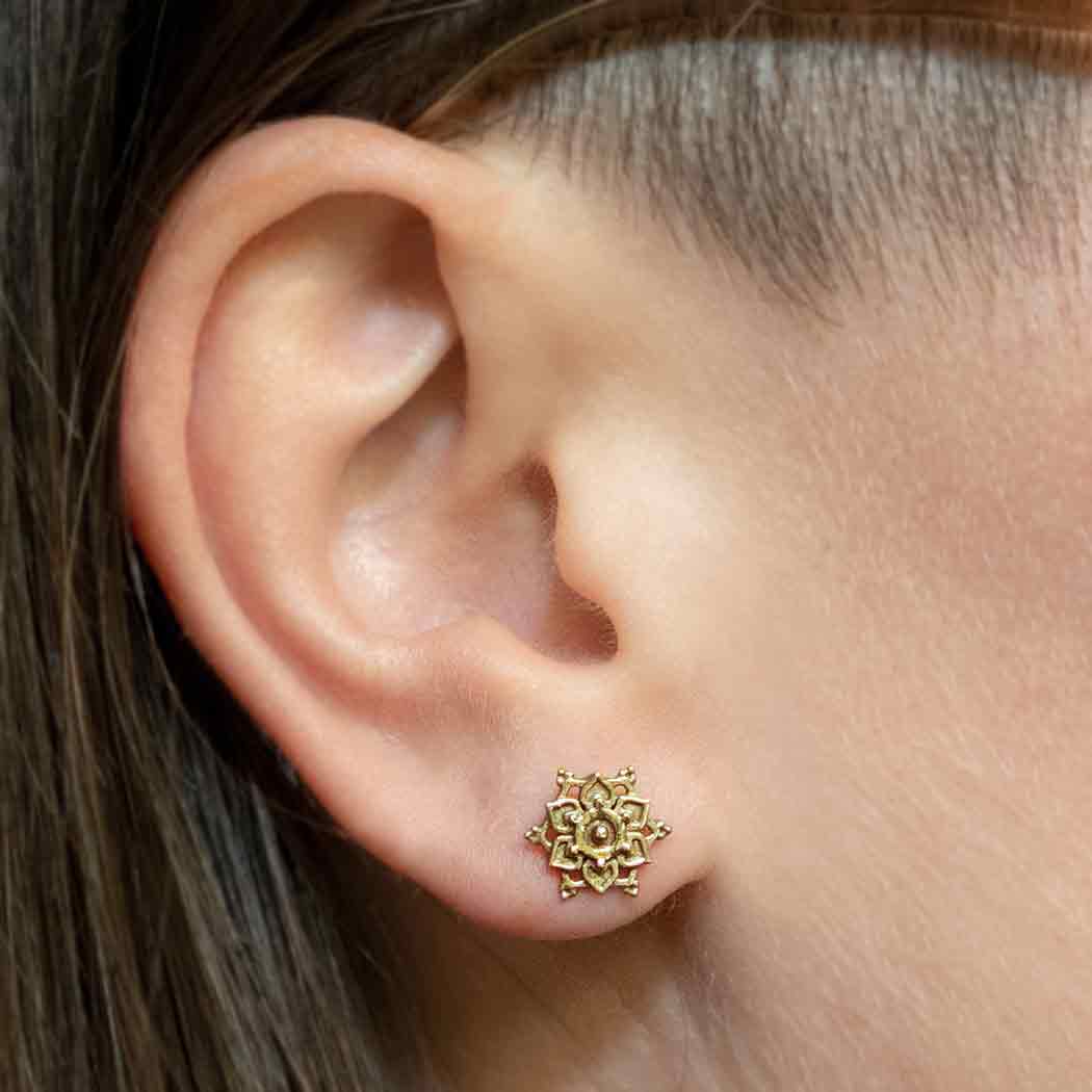 Bronze Mandala Stud Earrings 10x10mm