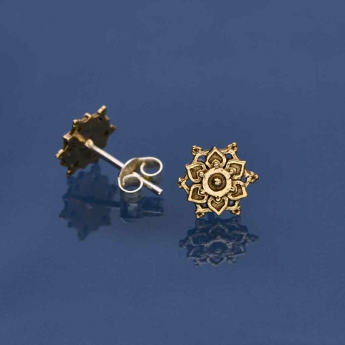 Bronze Mandala Stud Earrings 10x10mm