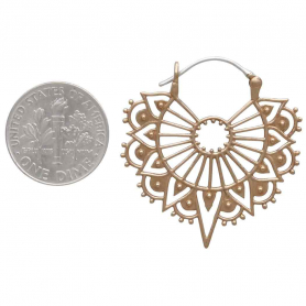 Bronze Mandala Art Deco Wire Hoop Earring 33x31mm