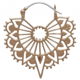 Bronze Mandala Art Deco Wire Hoop Earring 33x31mm