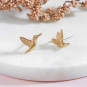 Bronze Hummingbird Post Earrings 9x14mm