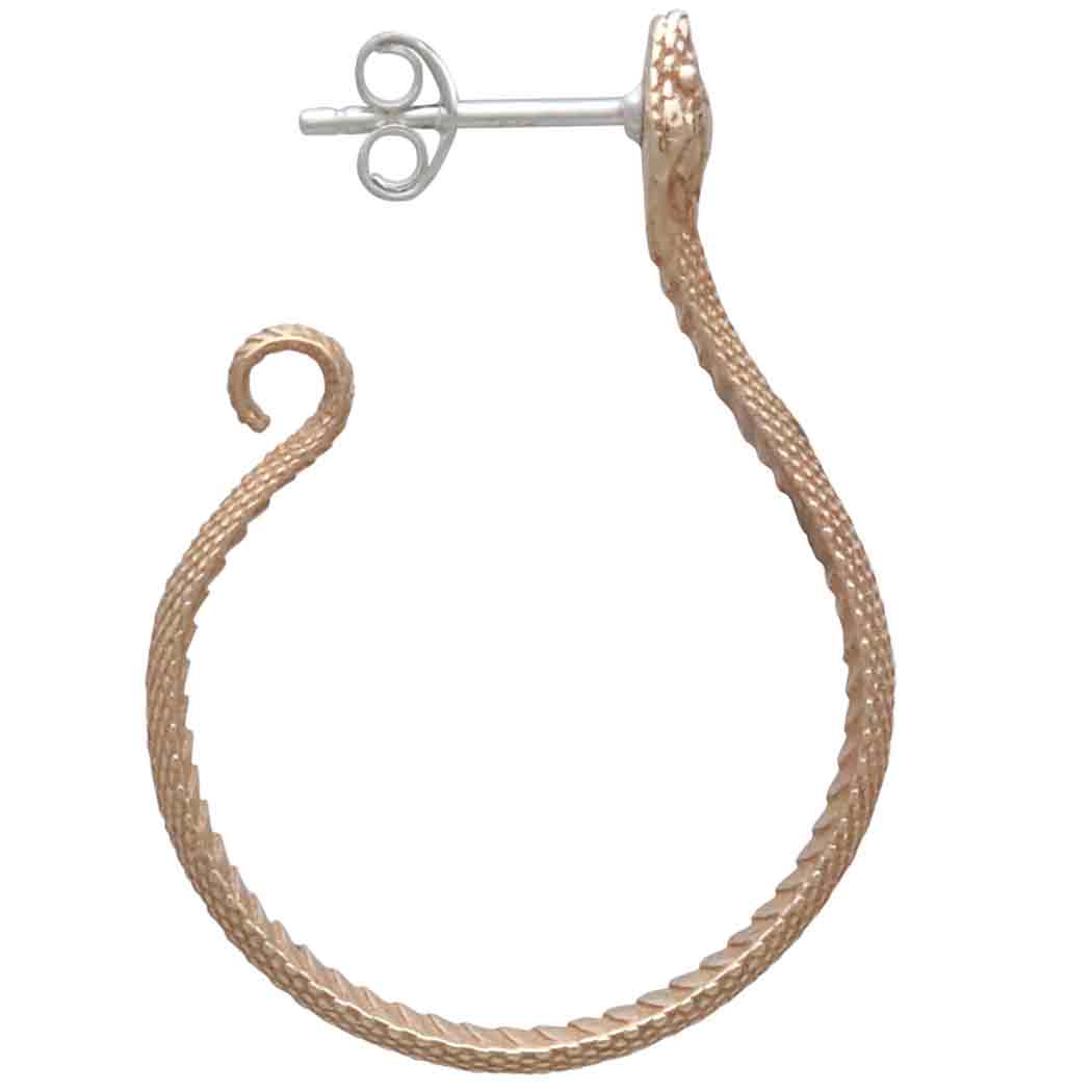 Bronze Textured Snake Hoop Earrings