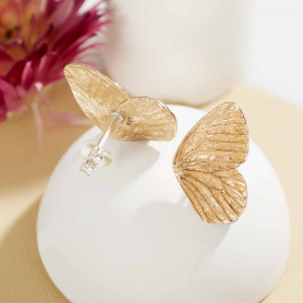 Bronze Dimensional Butterfly Wing Post Earrings 19x12mm