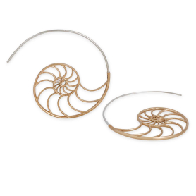 Bronze Nautilus Spiral Hoop Earrings 36x44mm