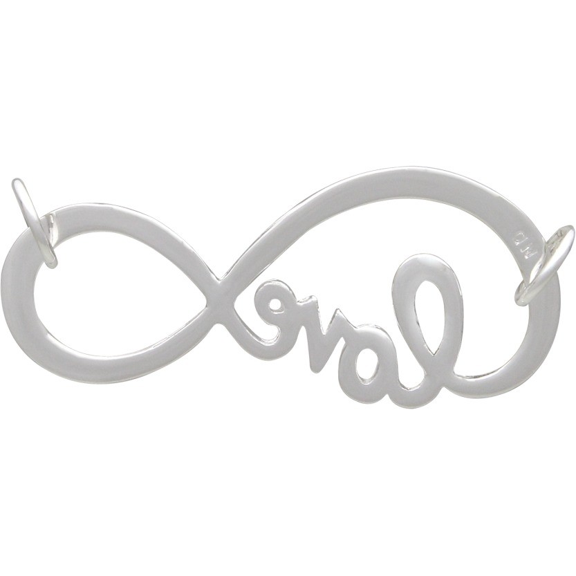 Infinity Charm Love Script Silver Plated Bronze DISCONTINUED