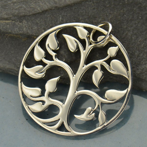 Large Tree of Life Pendant - Silver Plated Bronze