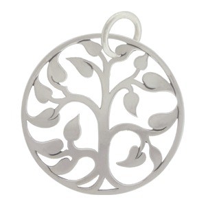 Medium Tree of Life Charm - Silver Plated Bronze 24x20mm