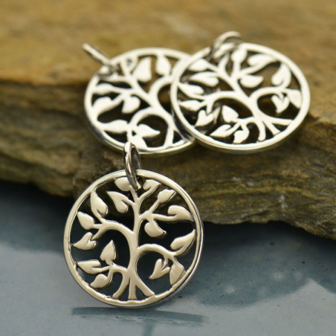 Small Tree of Life Charm - Silver Plated Bronze 17x13mm