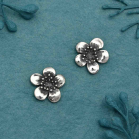 Sterling Silver Plum Blossom Solderable Charm 10x10mm