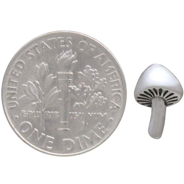 Sterling Silver Mushroom Solderable Charm 11x7mm