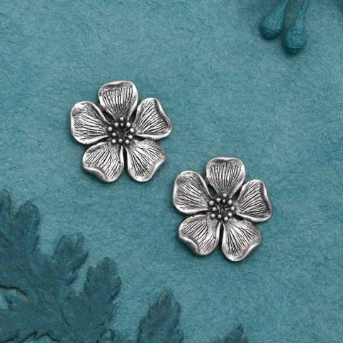 Sterling Silver Large Cherry Blossom Solderable Charm12x12mm