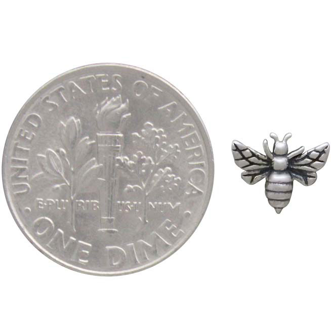 Sterling Silver Tiny Bee Solderable Charm 7x8mm