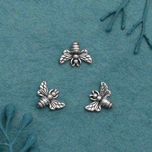 Sterling Silver Tiny Bee Solderable Charm 7x8mm