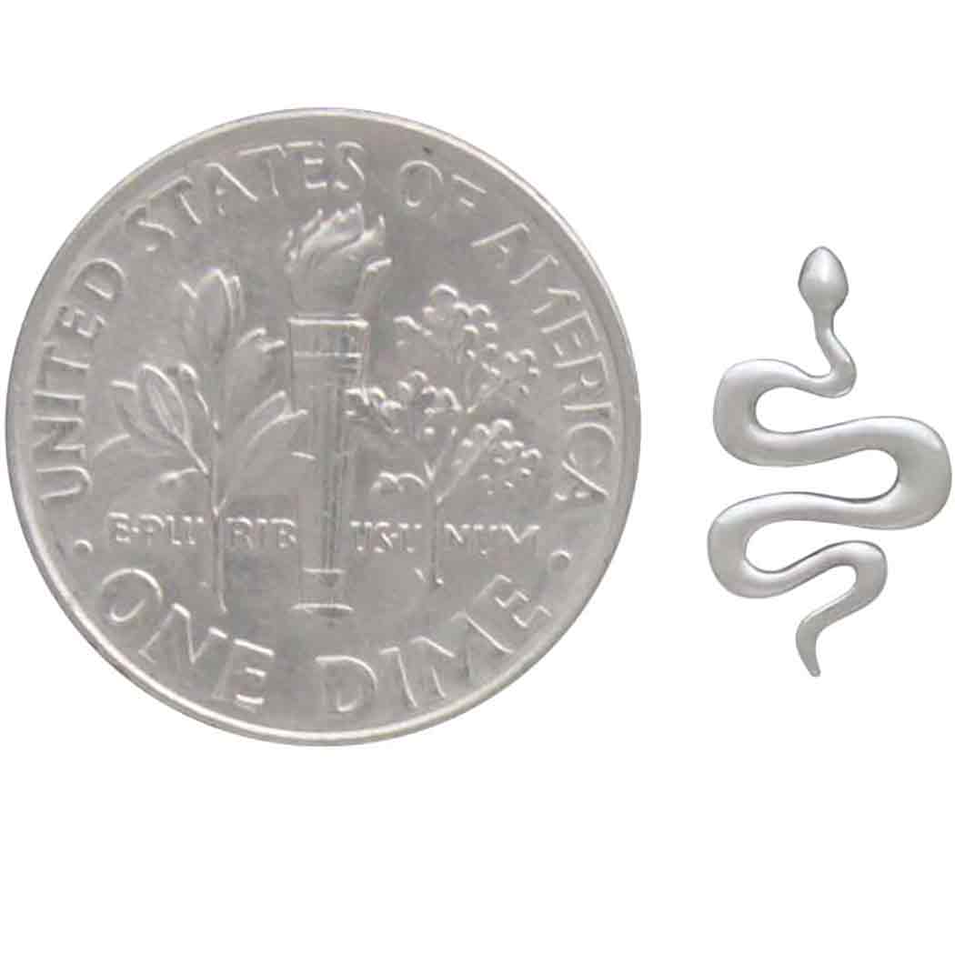 Sterling Silver Smooth Snake Solderable Charm 12x7mm