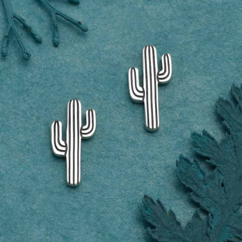 Sterling Silver Cactus Solderable Charm 13x7mm