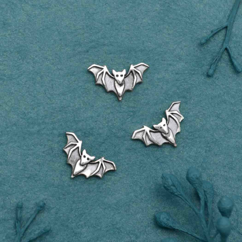 Sterling Silver Layered Bat Solderable Charm 6x10mm