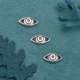 Sterling Silver Dimensional Eye Solderable Charm 5x10mm