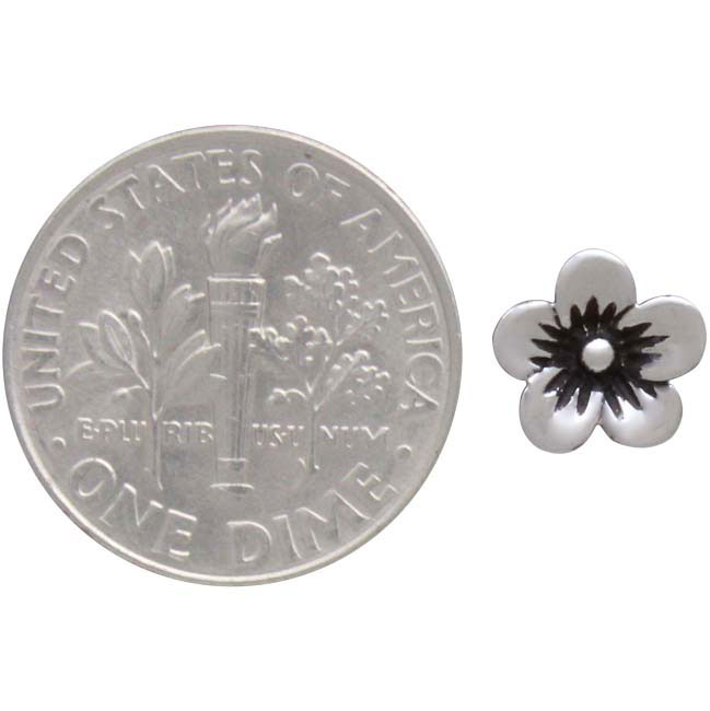 Sterling Silver Large Cherry Blossom Solderable Charm 8x8mm