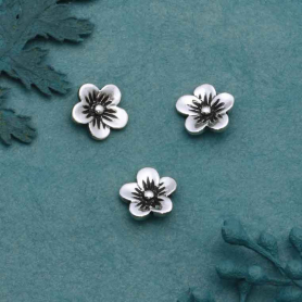 Sterling Silver Large Cherry Blossom Solderable Charm 8x8mm