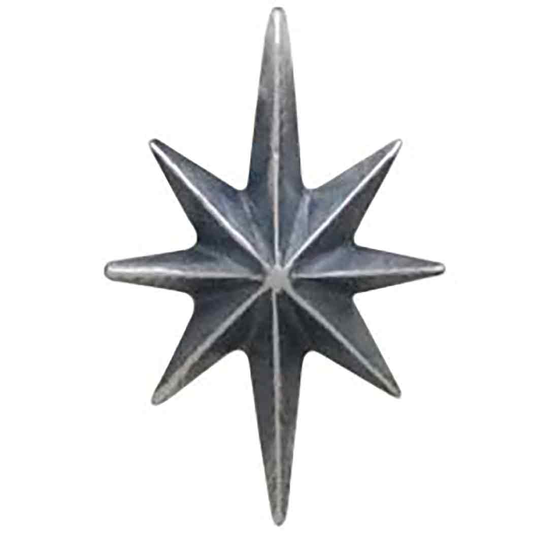 Sterling Silver North Star Solderable Charm 12x8mm
