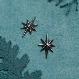 Sterling Silver North Star Solderable Charm 12x8mm