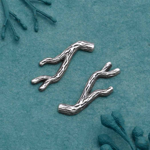 Sterling Silver Textured Branch Solderable Charm
