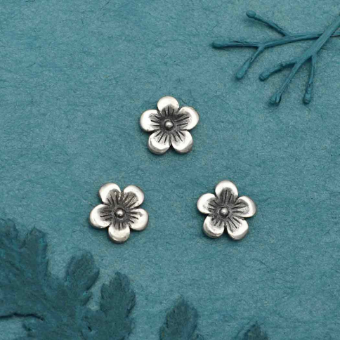 Sterling Silver Small Cherry Blossom Solderable Charm