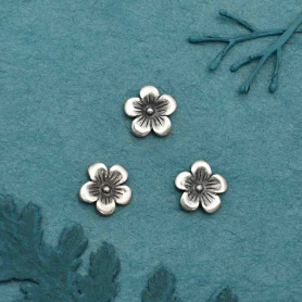 Sterling Silver Small Cherry Blossom Solderable Charm 7x7mm
