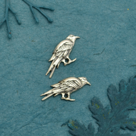 Sterling Silver Raven Solderable Charm 7x15mm