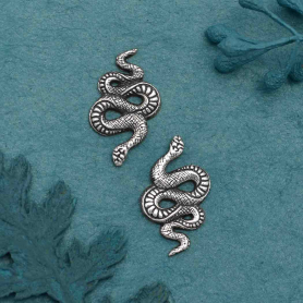 Sterling Silver Textured Snake Solderable Charm 16x9mm