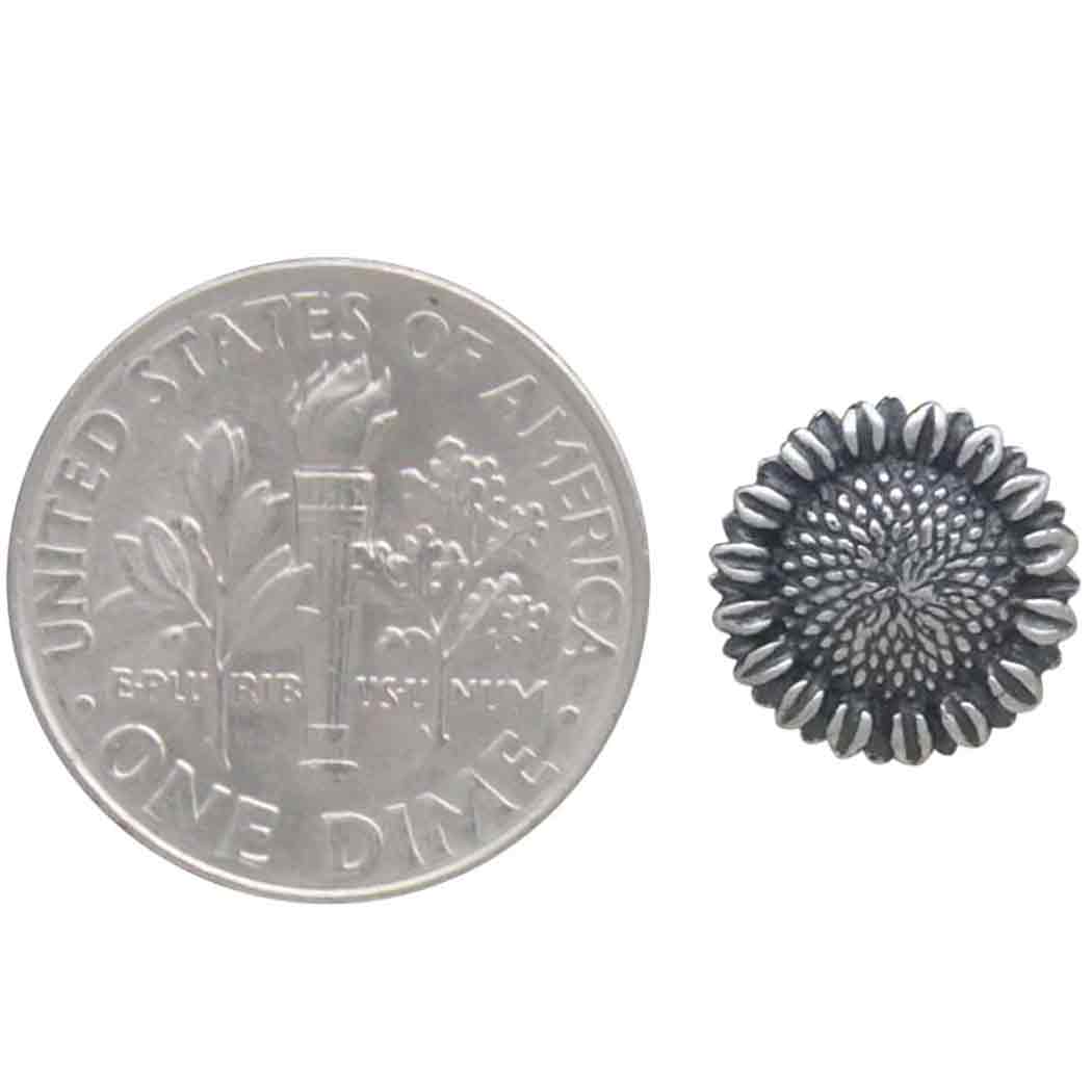 Sterling Silver Small Sunflower Solderable Charm 10x10mm