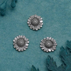 Sterling Silver Small Daisy Solderable Charm 8x8mm