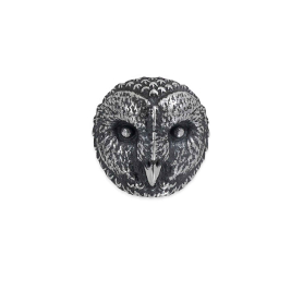 Sterling Silver Barn Owl Face Solderable Charm 13x13mm