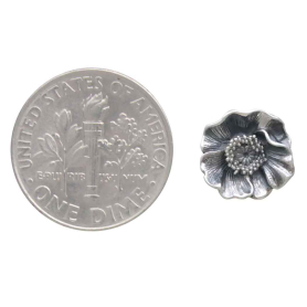 Sterling Silver Poppy Solderable Charm 11x11mm with Dime