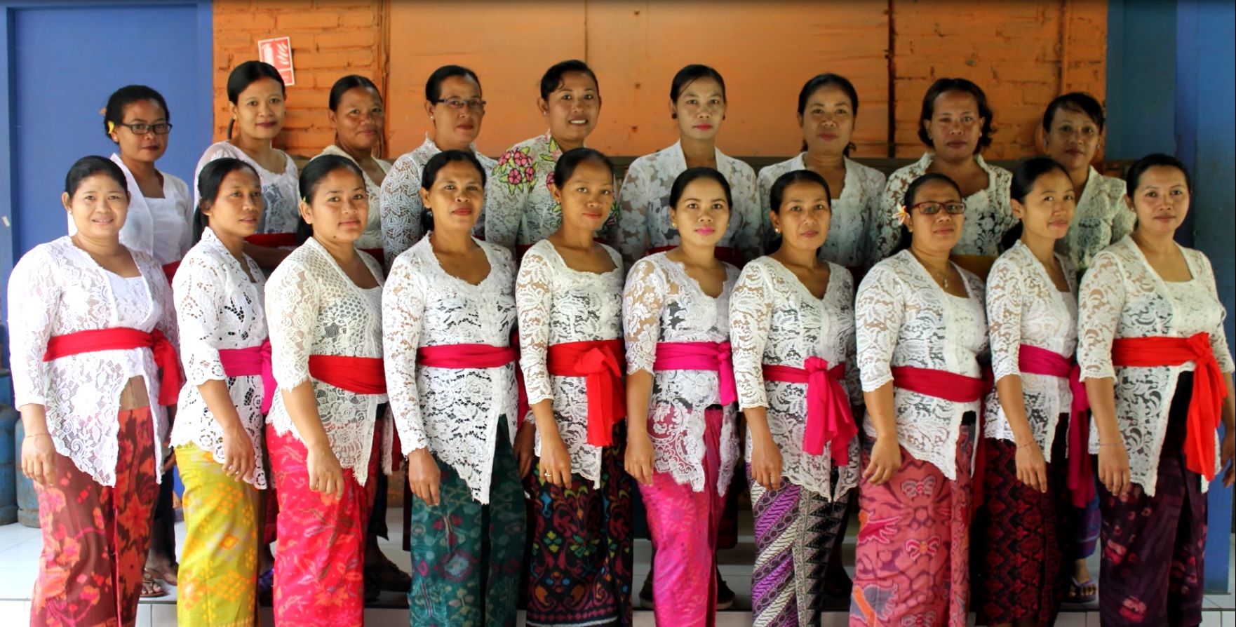 Group of Women in Traditional Balinese Clothing