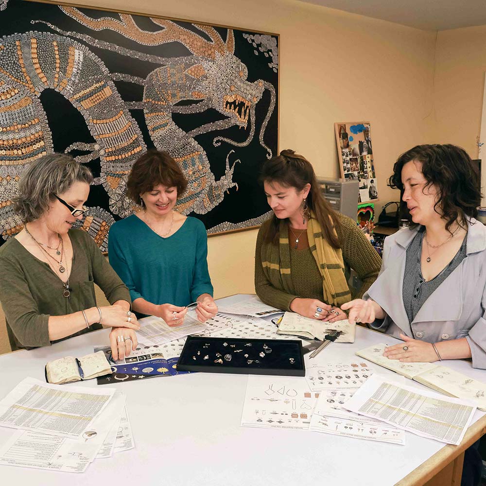 Nina, Leah, Marcy, Hilary at Design team meeting