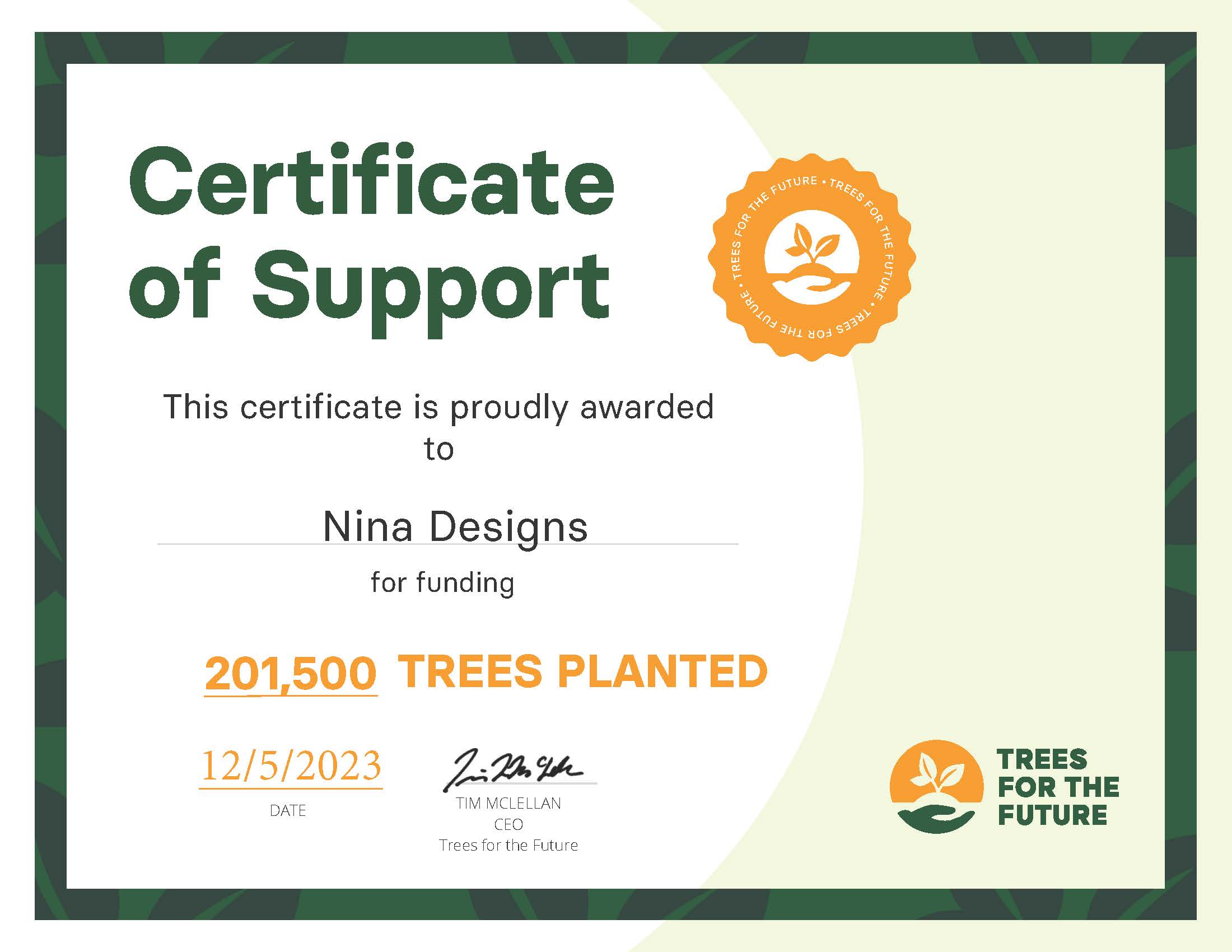 We've planted over 200,000 trees with Trees for the Future!