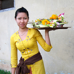 Balinese Woman with Offering Plate